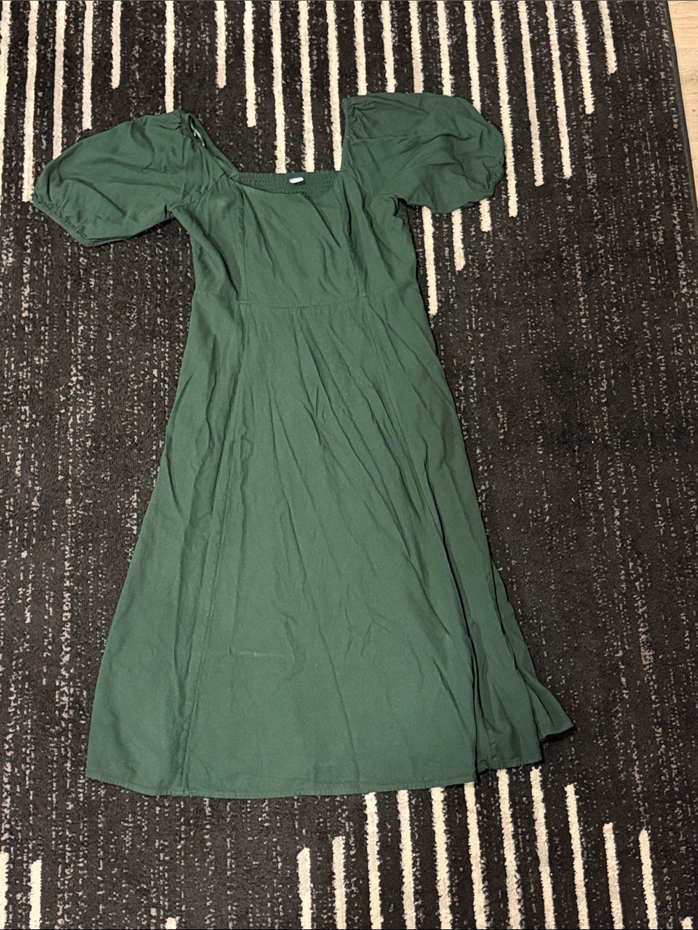 Old Navy Square Neck Puff Sleeve Midi Dress - Forest Green